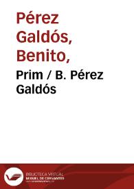Portada:Prim / B. Pérez Galdós