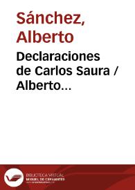 Portada:Declaraciones de Carlos Saura / Alberto Sánchez