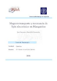 Magnetotransporte y resonancia de Spin electrónico en Manganitas / José Francisco Rivadulla Fernández | Biblioteca Virtual Miguel de Cervantes