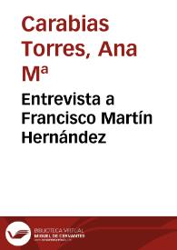 Portada:Entrevista a Francisco Martín Hernández / Ana M.ª Carabias Torres