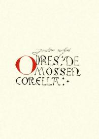 Portada:Obres de Mossen Corella / presentació a cura de Stefano M. Cingolani
