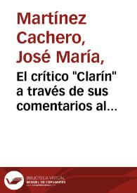 Portada:El crítico \"Clarín\" a través de sus comentarios al poeta Emilio Ferrari / José María Martínez Cachero