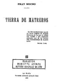 Portada:Tierra de matreros / José Sixto Álvarez