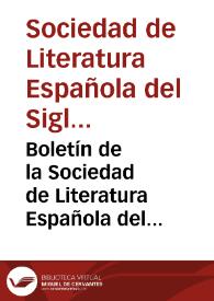 Boletín de la Sociedad de Literatura Española del Siglo XIX | Biblioteca Virtual Miguel de Cervantes