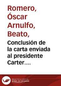 Conclusión de la carta enviada al presidente Carter. 17 de febrero de 1980 | Biblioteca Virtual Miguel de Cervantes