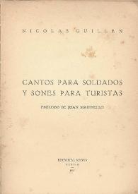 Portada:Cantos para soldados y sones para turistas ( 1937) / Nicolás Guillén