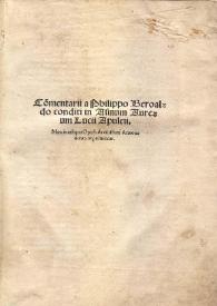 Portada:Commentarii a Philippo Beroaldo conditi in Asinum Aureum Lucii Apuleii