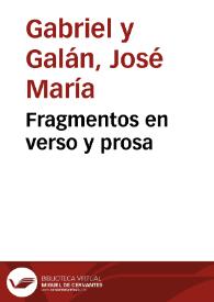 Portada:Fragmentos en verso y prosa / José María Gabriel y Galán