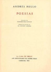 Poesías / Andrés Bello; prólogo de Fernando Paz Castillo | Biblioteca Virtual Miguel de Cervantes