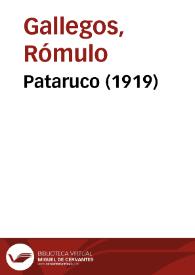 Portada:Pataruco (1919) / Rómulo Gallegos