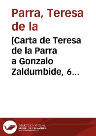 Portada:[Carta de Teresa de la Parra a Gonzalo Zaldumbide, 6 de diciembre] / Teresa de la Parra