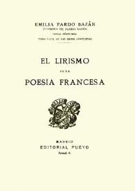 Portada:El lirismo en la poesía francesa / Emilia Pardo Bazán