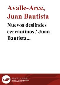 Portada:Nuevos deslindes cervantinos / Juan Bautista Avalle-Arce