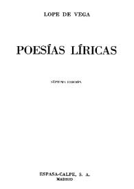 Poesías líricas / Lope de Vega | Biblioteca Virtual Miguel de Cervantes
