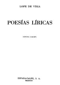 Poesías líricas / Lope de Vega | Biblioteca Virtual Miguel de Cervantes