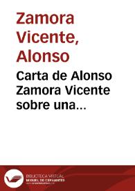 Portada:Carta de Alonso Zamora Vicente sobre una película española