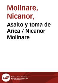 Portada:Asalto y toma de Arica / Nicanor Molinare