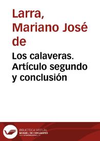 Portada:Los calaveras. Artículo segundo y conclusión / Mariano José de Larra