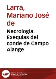 Portada:Necrología. Exequias del conde de Campo Alange / Mariano José de Larra