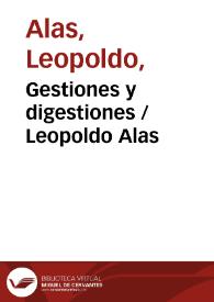 Portada:Gestiones y digestiones / Leopoldo Alas