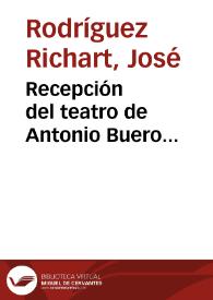 Portada:Recepción del teatro de Antonio Buero Vallejo en Alemania / José Rodríguez Richart