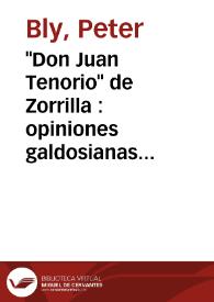 Portada:\"Don Juan Tenorio\" de Zorrilla : opiniones galdosianas y clarinianas / Peter A. Bly