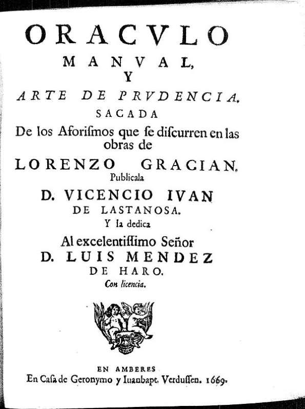 Oráculo manual y arte de prudencia / Baltasar Gracián | Biblioteca Virtual Miguel de Cervantes