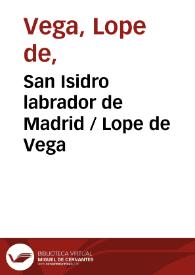 Portada:San Isidro labrador de Madrid / Lope de Vega