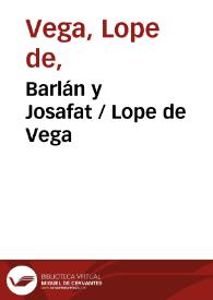Portada:Barlán y Josafat / Lope de Vega