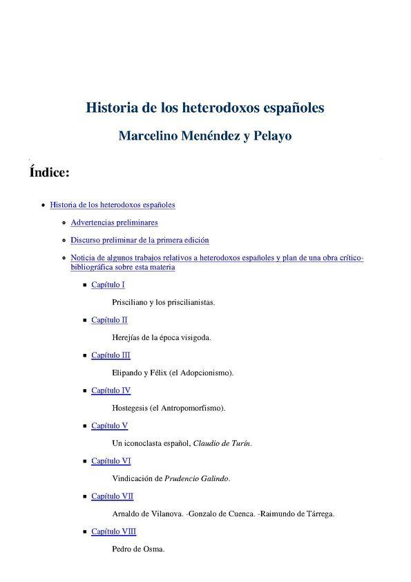 Historia de los heterodoxos españoles / Marcelino Menéndez y Pelayo | Biblioteca Virtual Miguel de Cervantes