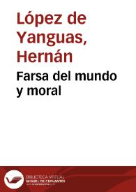 Portada:Farsa del mundo y moral / Fernán López de Yanguas