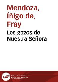 Portada:Los gozos de Nuestra Señora / Fray Íñigo de Mendoza