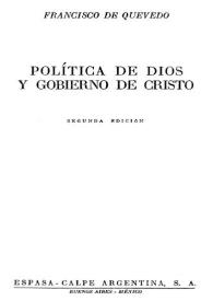 Portada:Política de Dios y gobierno de Cristo / Francisco de Quevedo
