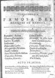 Portada:El marqués de Mantua : tragicomedia famosa / Lope de Vega