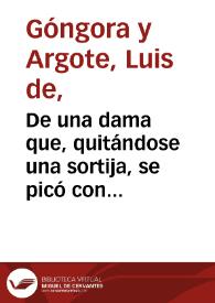 Portada:De una dama que, quitándose una sortija, se picó con un alfiler [Soneto] / Luis de Góngora y Argote