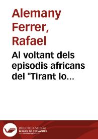 Portada:Al voltant dels episodis africans del \"Tirant lo Blanc\" i del \"Curial e Güelfa\" / Rafael Alemany