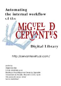 Portada:Automating the Workflow of the Miguel de Cervantes Digital Library / Alejandro Bia