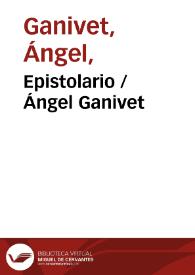 Portada:Epistolario / Ángel Ganivet