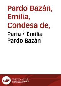 Portada:Paria / Emilia Pardo Bazán