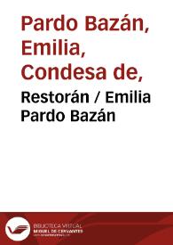 Portada:Restorán / Emilia Pardo Bazán
