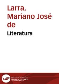 Portada:Literatura / Mariano José de Larra
