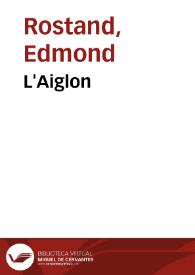 Portada:L'Aiglon / Edmond Rostand