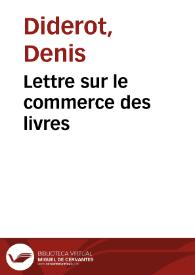 Portada:Lettre sur le commerce des livres / Denis Diderot