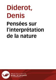 Portada:Pensées sur l'interprétation de la nature / Denis Diderot