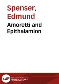 Portada:Amoretti and Epithalamion / Edmund Spenser