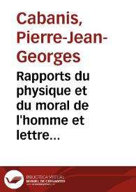 Portada:Rapports du physique et du moral de l'homme et lettre sur les causes premières / Pierre-Jean-Georges Cabanis