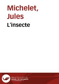 Portada:L'insecte / Jules Michelet