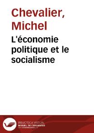 Portada:L'économie politique et le socialisme / Michel Chevalier