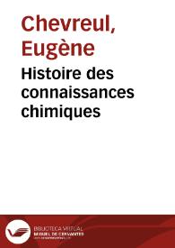 Portada:Histoire des connaissances chimiques / Eugène Chevreul