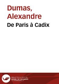 Portada:De Paris à Cadix / Alexandre Dumas
